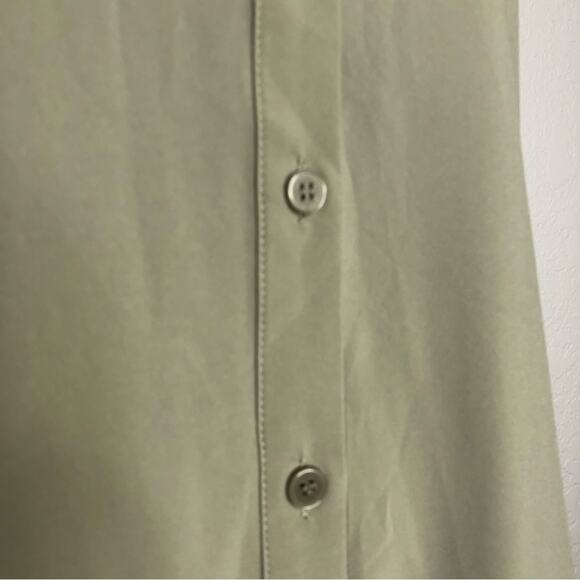 Soft Surroundings sage green khaki drawstring hem button down top size Medium - Picture 6 of 15
